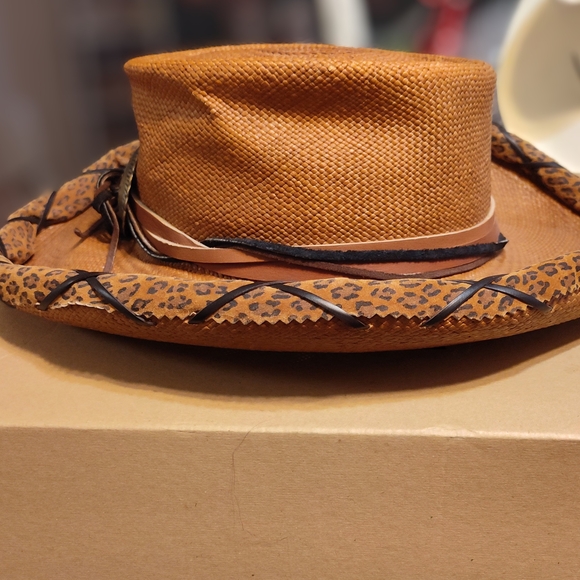 Men's Brown Leather Western Hat - Picture 2 of 5